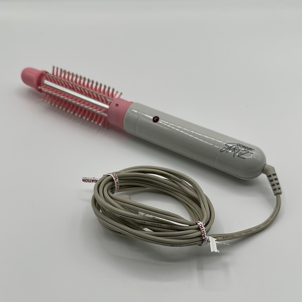 Vintage Conair Spritz pink and gray mist-enabled hair curling brush